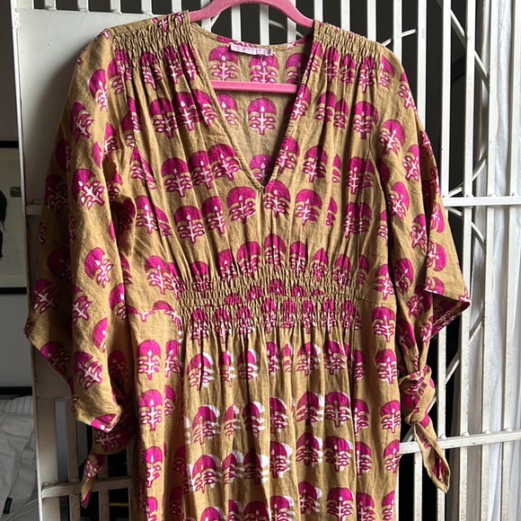 CALYPSO ST. BARTH Linen Blend Printed Long Sleeve Maxi Dress With Rope Belt main image 1